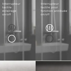 Et Design Miroir à bord poli 120x60 cm avec rétroéclairage périmétrique, interrupteur tactile et système antibuée