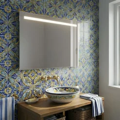 Et Design Miroir à bord poli 120x70H cm avec sablage frontal rétroéclairé led* Miroir Lumineux