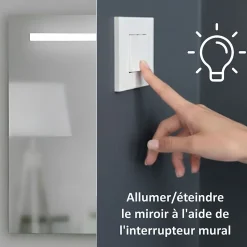 Et Design Miroir à bord poli 120x70H cm avec sablage frontal rétroéclairé led* Miroir Lumineux