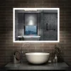 AICA Sanitaire Miroir de salle de bain 60x50cm LED tricolore anti-buée + mémoire + dimmable,* Miroir Lumineux