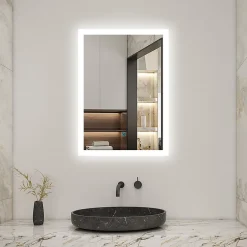 AICA Sanitaire Miroir de salle de bain 50x70cm LED tricolore anti-buée + mémoire + dimmable,* Miroir Lumineux
