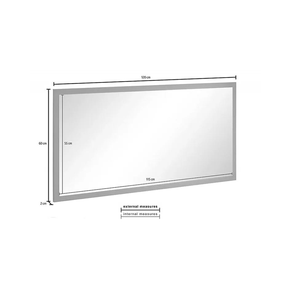Dmora Miroir Adelchi, Miroir de salle de bain, 100% Made in Italy, 120x2h60 cm, Blanc brillant