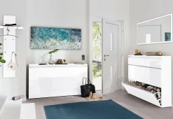 Dmora Miroir Adelchi, Miroir de salle de bain, 100% Made in Italy, 120x2h60 cm, Blanc brillant