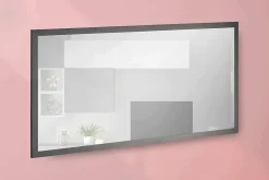 Dmora Miroir Adelchi, Miroir de salle de bain, 100% Made in Italy, 120x2h60 cm, Anthracite Brillant