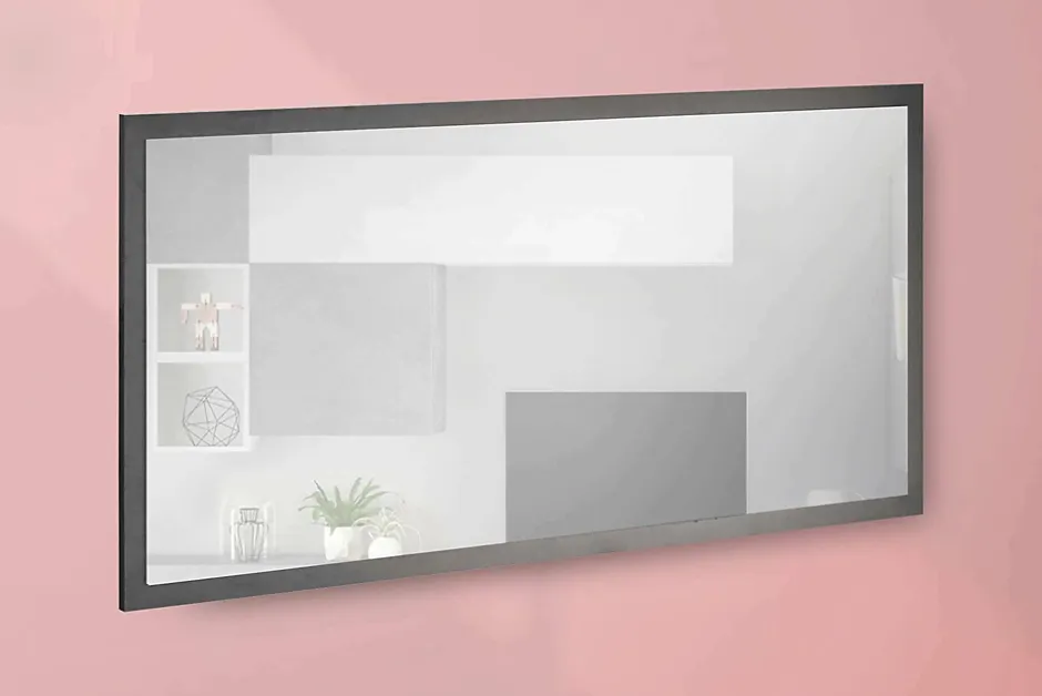 Dmora Miroir Adelchi, Miroir de salle de bain, 100% Made in Italy, 120x2h60 cm, Anthracite Brillant