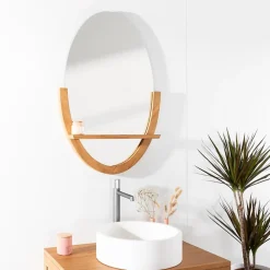Wanda Collection Miroir Anita de salle de bain ovale en teck massif* Miroir Simple