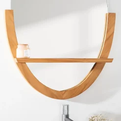 Wanda Collection Miroir Anita de salle de bain ovale en teck massif* Miroir Simple