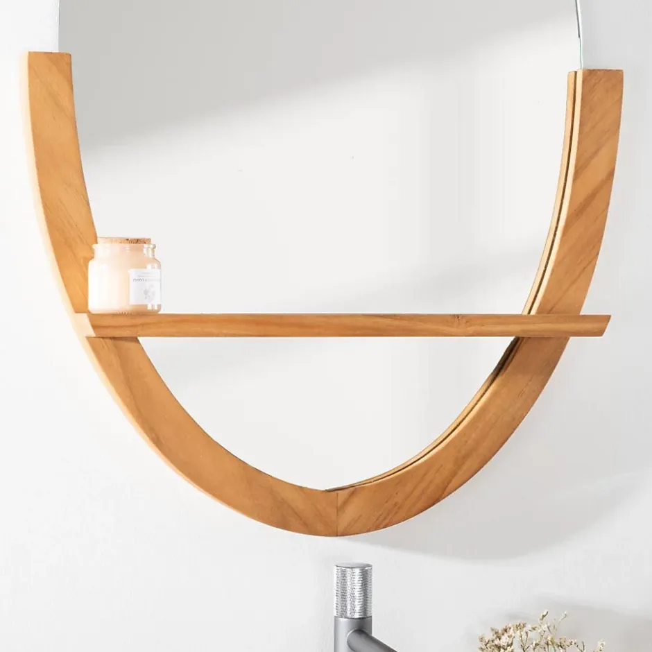 Wanda Collection Miroir Anita de salle de bain ovale en teck massif* Miroir Simple