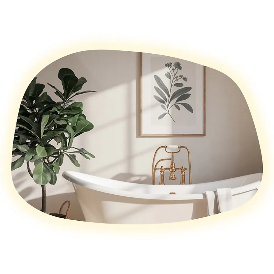 Tulup Miroir asymétrique led 49 x 34 cm design lumière neutre