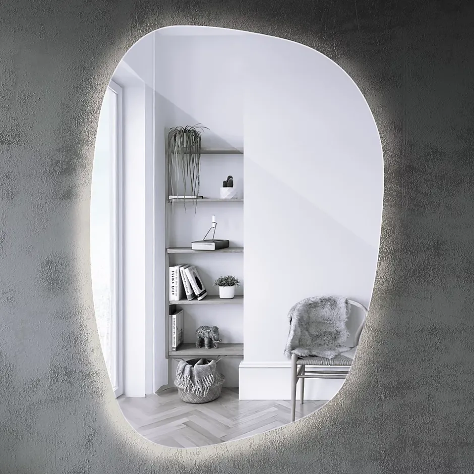 Tulup Miroir asymétrique led 49 x 34 cm design lumière neutre
