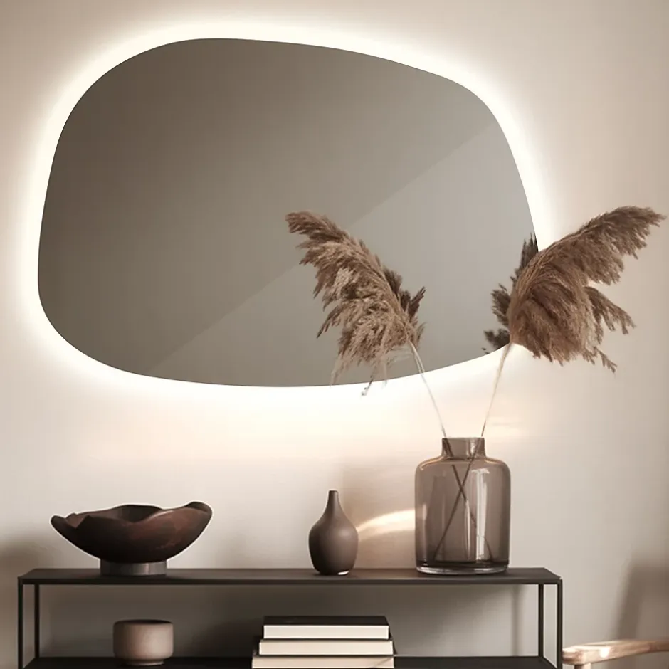 Tulup Miroir asymétrique led 49 x 34 cm design lumière neutre