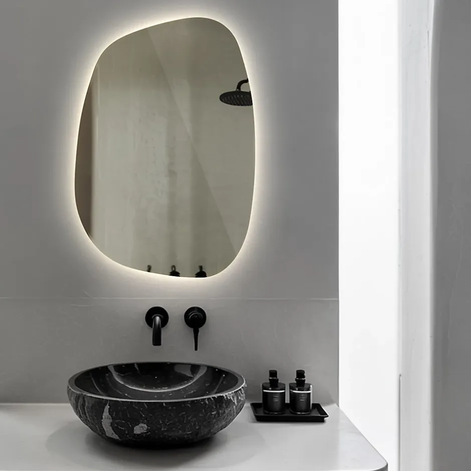 Tulup Miroir asymétrique led 49 x 34 cm design lumière neutre