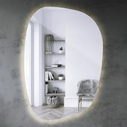 Tulup Miroir asymétrique led 49 x 34 cm design lumière chaude* Miroir Lumineux