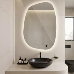 Tulup Miroir asymétrique led 49 x 34 cm design lumière chaude* Miroir Lumineux