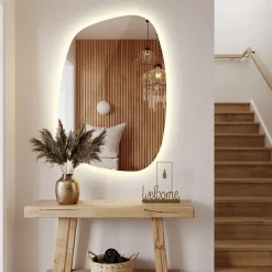 Tulup Miroir asymétrique led 49 x 34 cm design lumière chaude* Miroir Lumineux