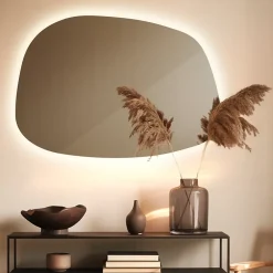 Tulup Miroir asymétrique led 49 x 34 cm design lumière chaude* Miroir Lumineux