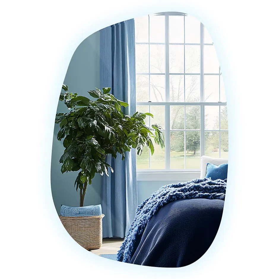Tulup Miroir asymétrique led 49 x 34 cm design lumière froide