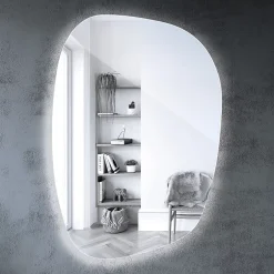 Tulup Miroir asymétrique led 49 x 34 cm design lumière froide