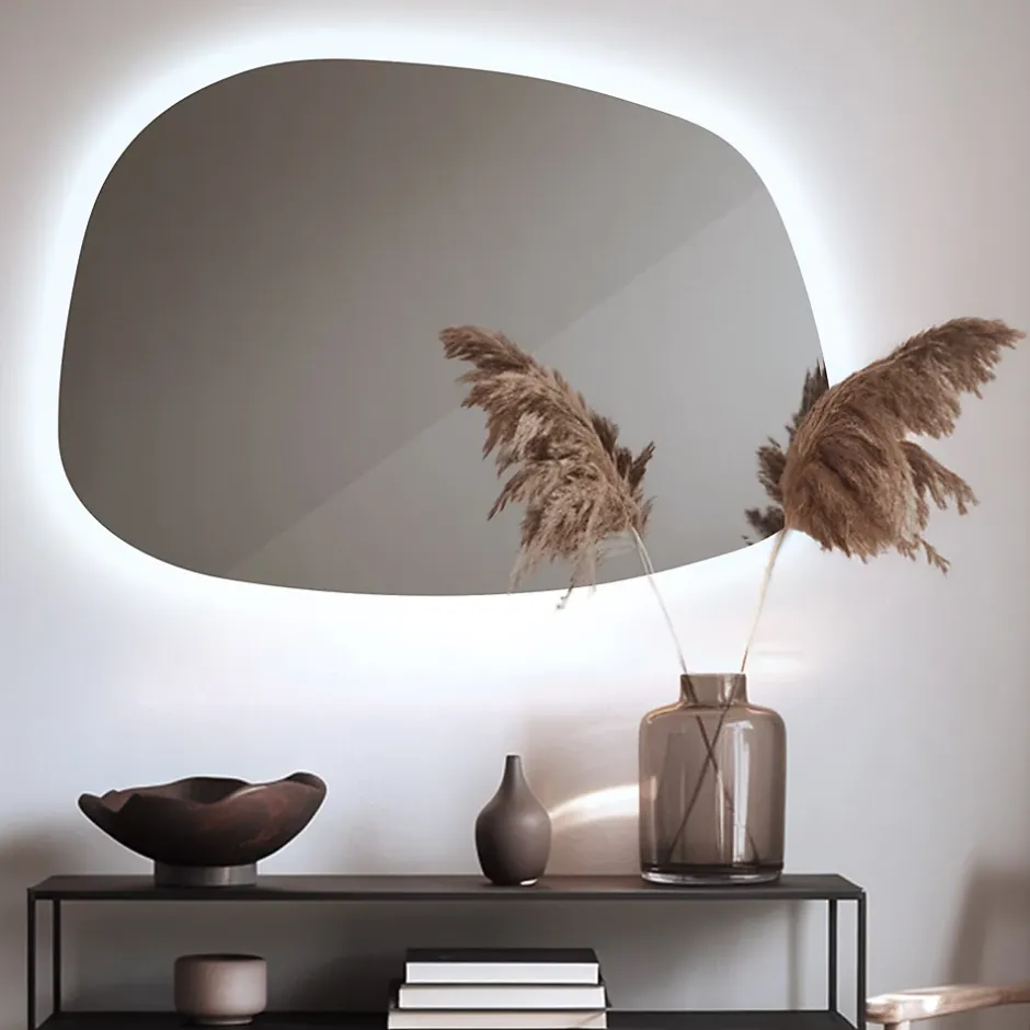 Tulup Miroir asymétrique led 49 x 34 cm design lumière froide