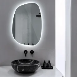 Tulup Miroir asymétrique led 49 x 34 cm design lumière froide