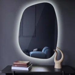 Tulup Miroir asymétrique led 49 x 34 cm design lumière froide