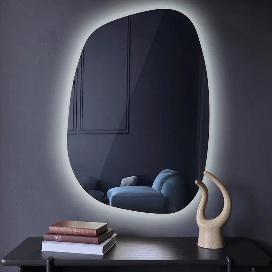 Tulup Miroir asymétrique led 49 x 34 cm design lumière froide