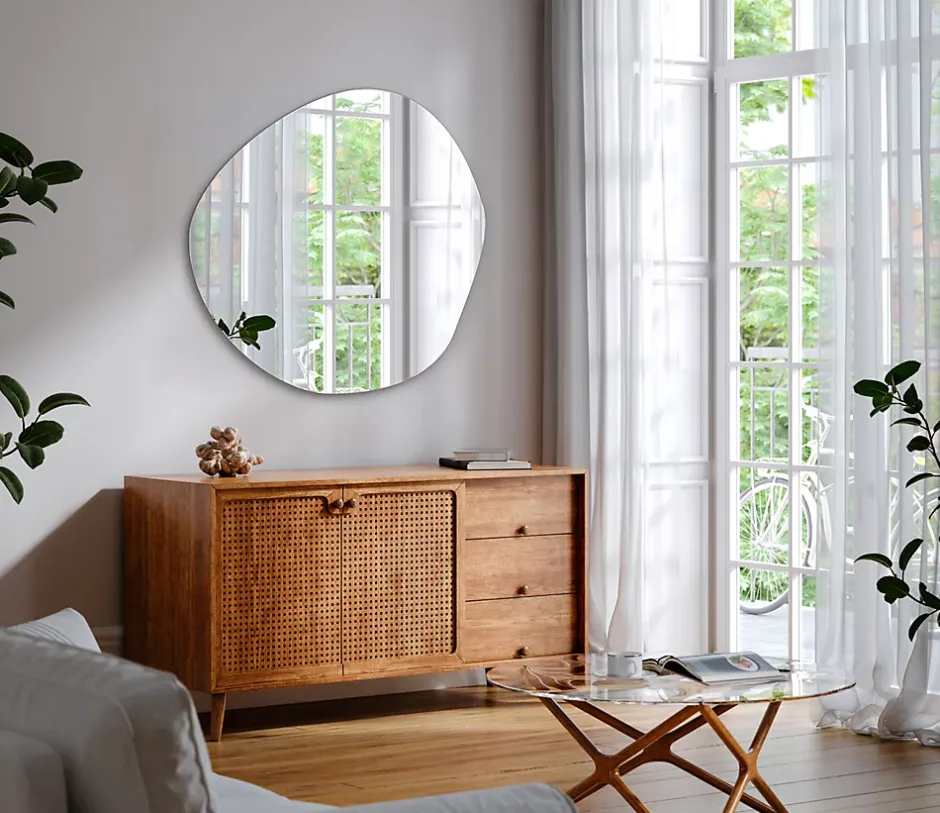 Tulup Miroir asymétrique suspendu 58 x 58 mural 1 pièce* Miroir Simple