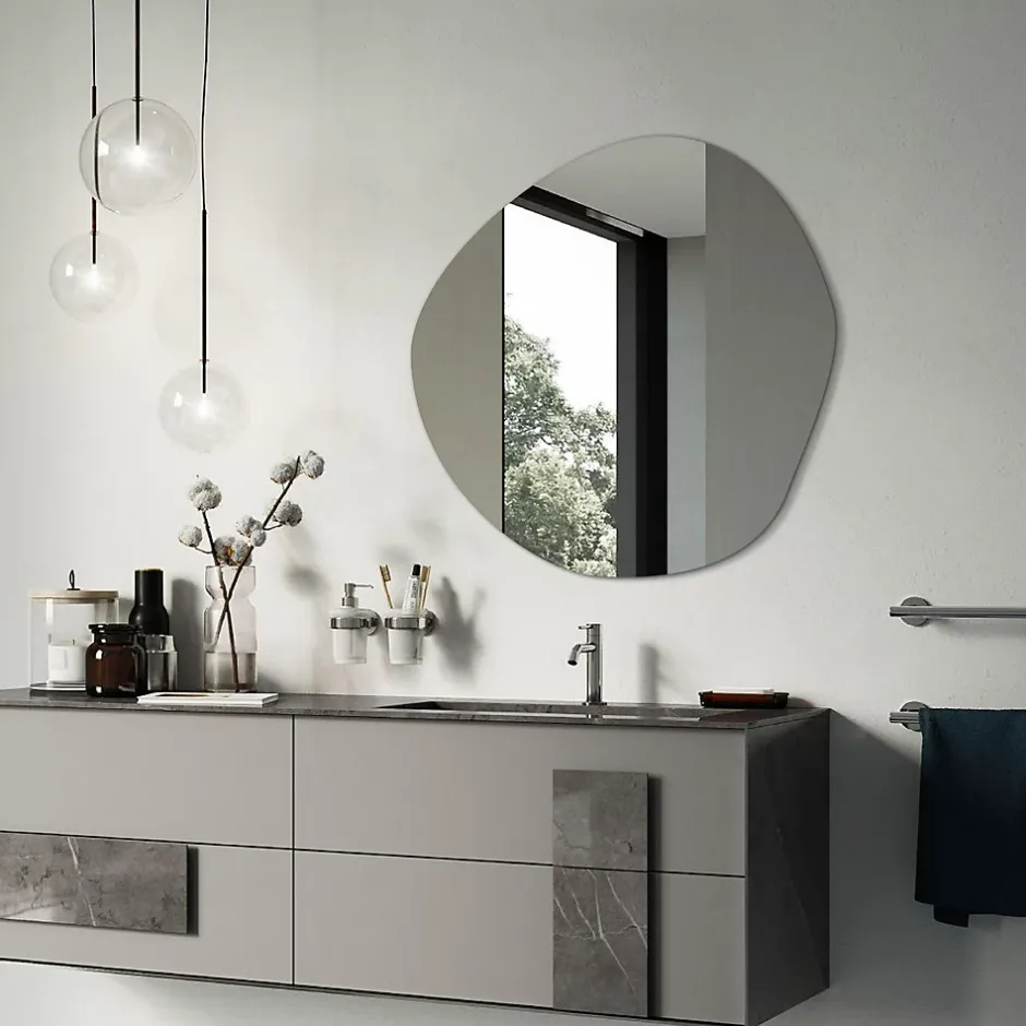 Tulup Miroir asymétrique suspendu 58 x 58 mural 1 pièce* Miroir Simple