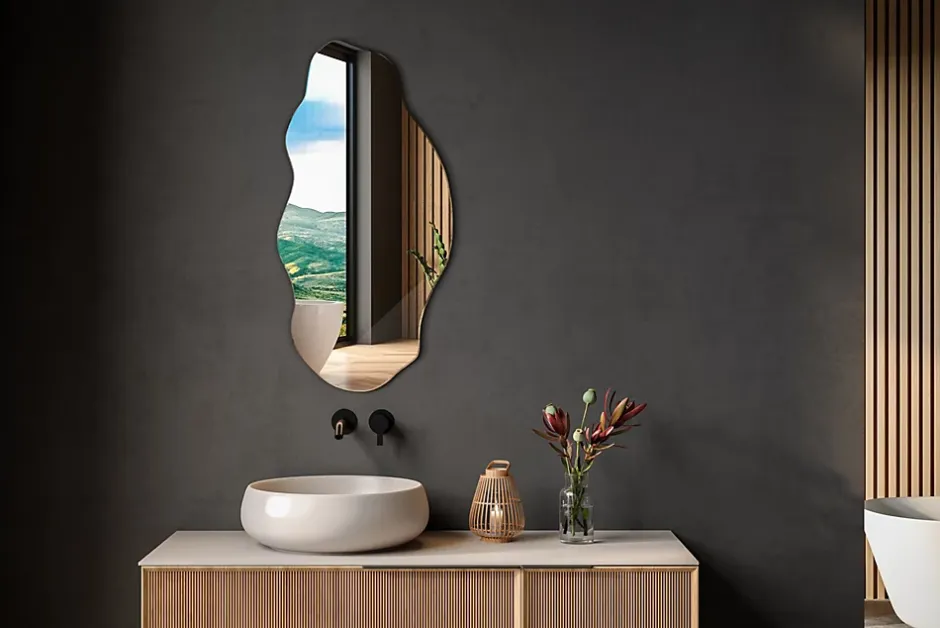 Tulup Miroir asymétrique 45 x 90 pour salle de bain 1 pièce* Miroir Simple