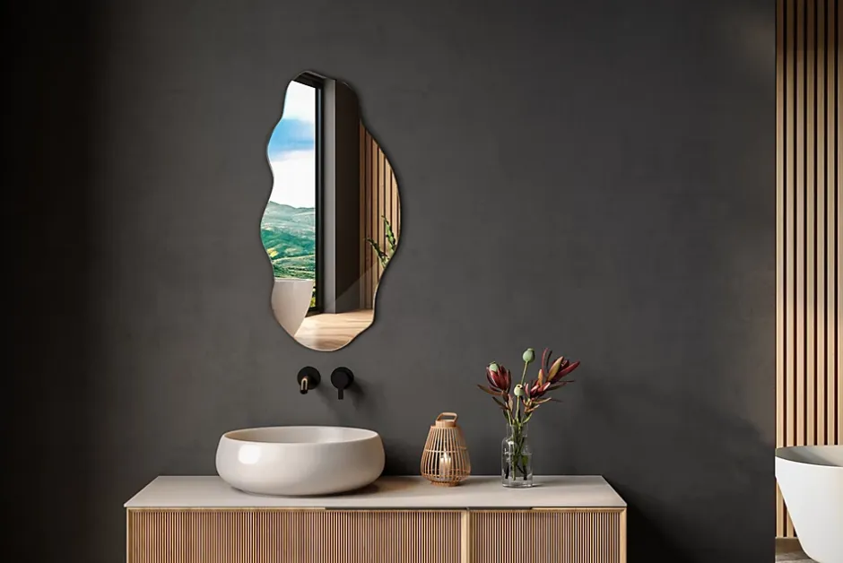 Tulup Miroir asymétrique 40 x 80 pour maquillage 1 pièce* Miroir Grossissant