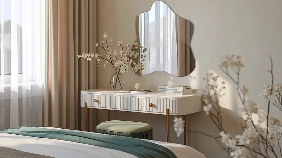 Tulup Miroir asymétrique 58 x 58 cm haut de gamme, parfait pour salon et dressing