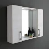Kiamami Valentina Miroir Avec Deux Étagères En Chêne Blanc Effet Bois* Armoire De Toilette