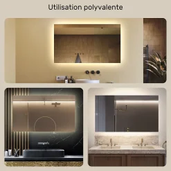Artforma Miroir avec LED Illumination Salle de Bain (120x70cm) LED Lumineux Miroir avec Éclairage (LED058) Blanc Neutre 4500K* Miroir Lumineux