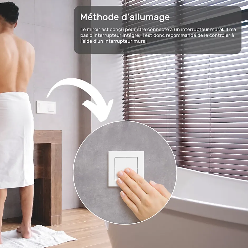 Artforma Miroir avec LED Illumination Salle de Bain (120x70cm) LED Lumineux Miroir avec Éclairage (LED058) Blanc Neutre 4500K* Miroir Lumineux