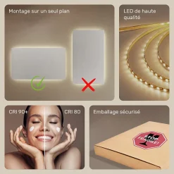 Artforma Miroir avec LED Illumination Salle de Bain (120x70cm) LED Lumineux Miroir avec Éclairage (LED058) Blanc Neutre 4500K* Miroir Lumineux
