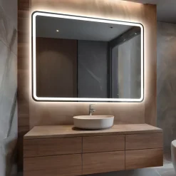 Artforma Miroir avec LED Illumination Salle de Bain - Naomi, 100x80 cm, Miroir Mural Avec Éclairage, Blanc Froid 7000K