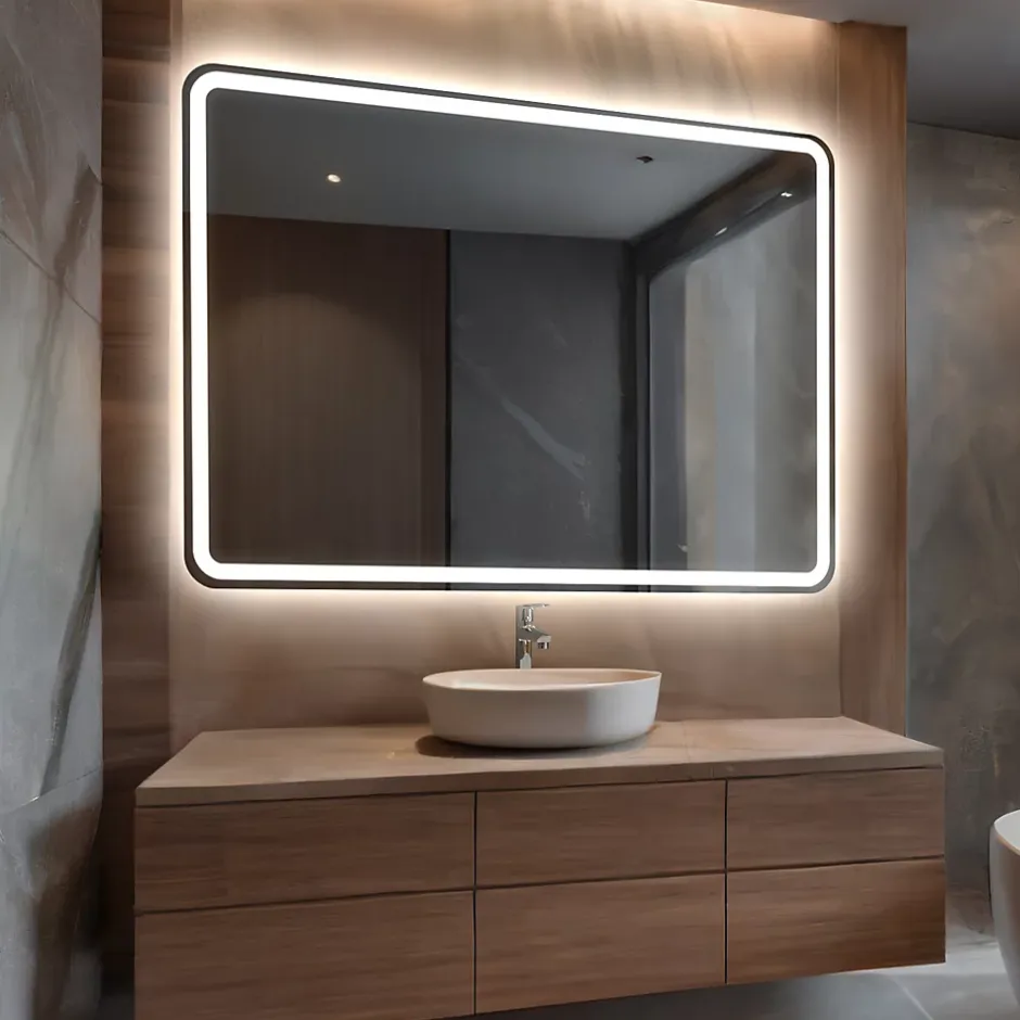 Artforma Miroir avec LED Illumination Salle de Bain - Naomi, 100x80 cm, Miroir Mural Avec Éclairage, Blanc Froid 7000K
