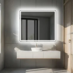 Artforma Miroir avec LED Illumination Salle de Bain - Naomi, 100x80 cm, Miroir Mural Avec Éclairage, Blanc Froid 7000K