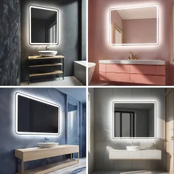 Artforma Miroir avec LED Illumination Salle de Bain - Naomi, 100x80 cm, Miroir Mural Avec Éclairage, Blanc Froid 7000K
