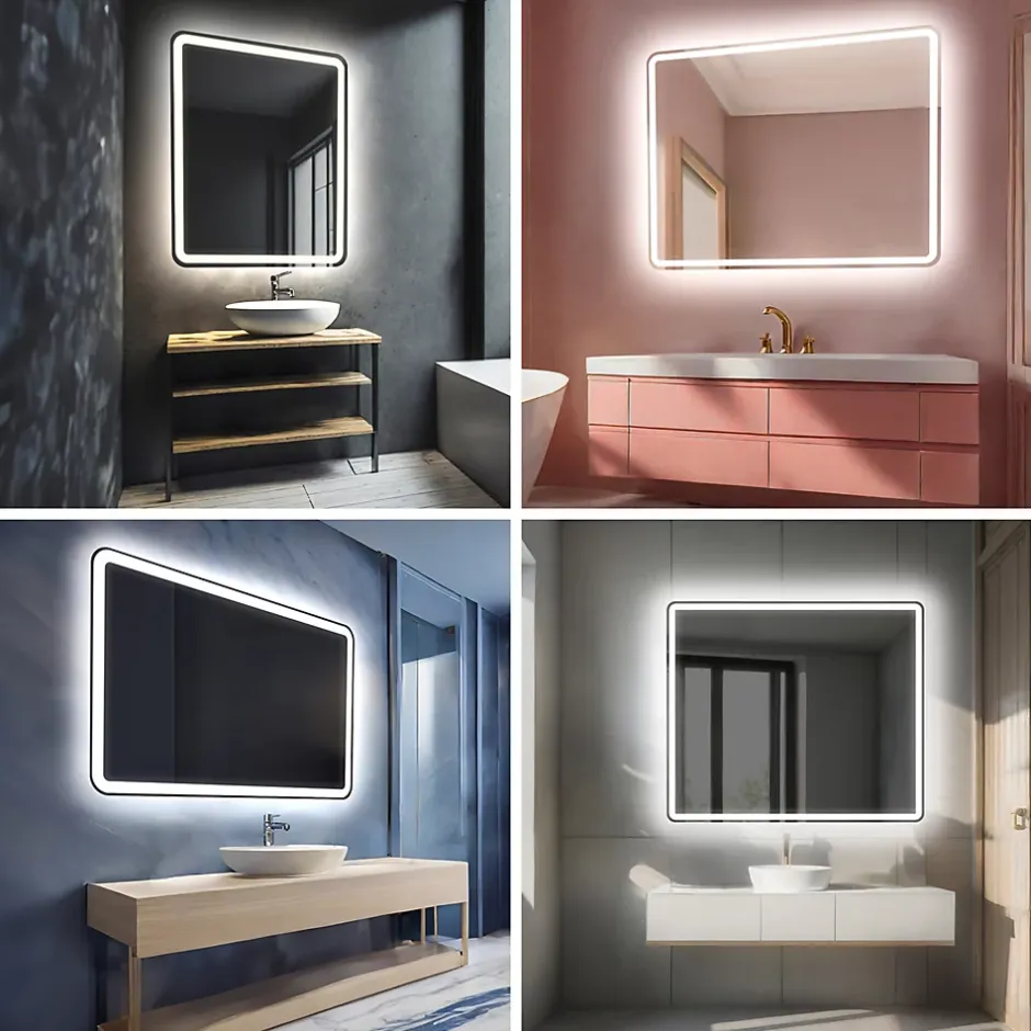 Artforma Miroir avec LED Illumination Salle de Bain - Naomi, 100x80 cm, Miroir Mural Avec Éclairage, Blanc Froid 7000K