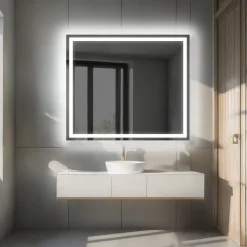 Artforma Miroir avec LED Illumination Salle de Bain - Bella, 70x70 cm, Miroir Mural Avec Éclairage, Blanc Froid 7000K* Miroir Lumineux