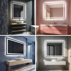 Artforma Miroir avec LED Illumination Salle de Bain - Bella, 70x70 cm, Miroir Mural Avec Éclairage, Blanc Froid 7000K* Miroir Lumineux