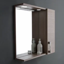 Kiamami Valentina Miroir Avec Rangement Latéral Droit En Chêne Fumé Effet Bois* Armoire De Toilette