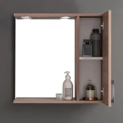 Kiamami Valentina Miroir Avec Rangement Latéral Droit En Chêne Fumé Effet Bois* Armoire De Toilette