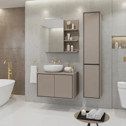 Meublorama Miroir avec rangements de salle de bain GOBI coloris marron