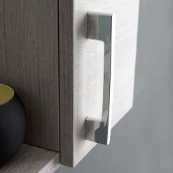 Kiamami Valentina Miroir Avec Unité Murale Droite En Chêne Gris Effet Bois Et Spot Led 58Cm* Armoire De Toilette