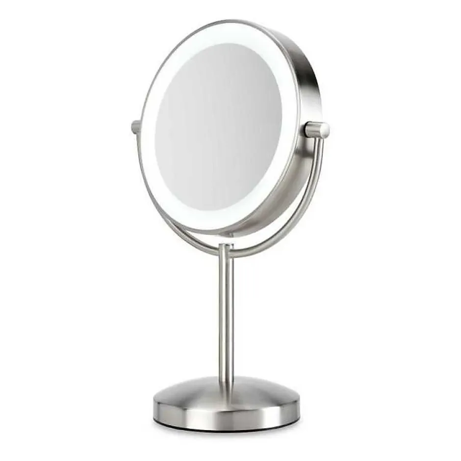 Babyliss Miroir 9437E slimline sur socle 1x/8x finition nickel* Miroir Grossissant Lumineux