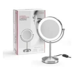 Babyliss Miroir 9437E slimline sur socle 1x/8x finition nickel* Miroir Grossissant Lumineux