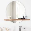 Wanda Collection Miroir Bologne de salle de bain rond en teck massif* Miroir Simple