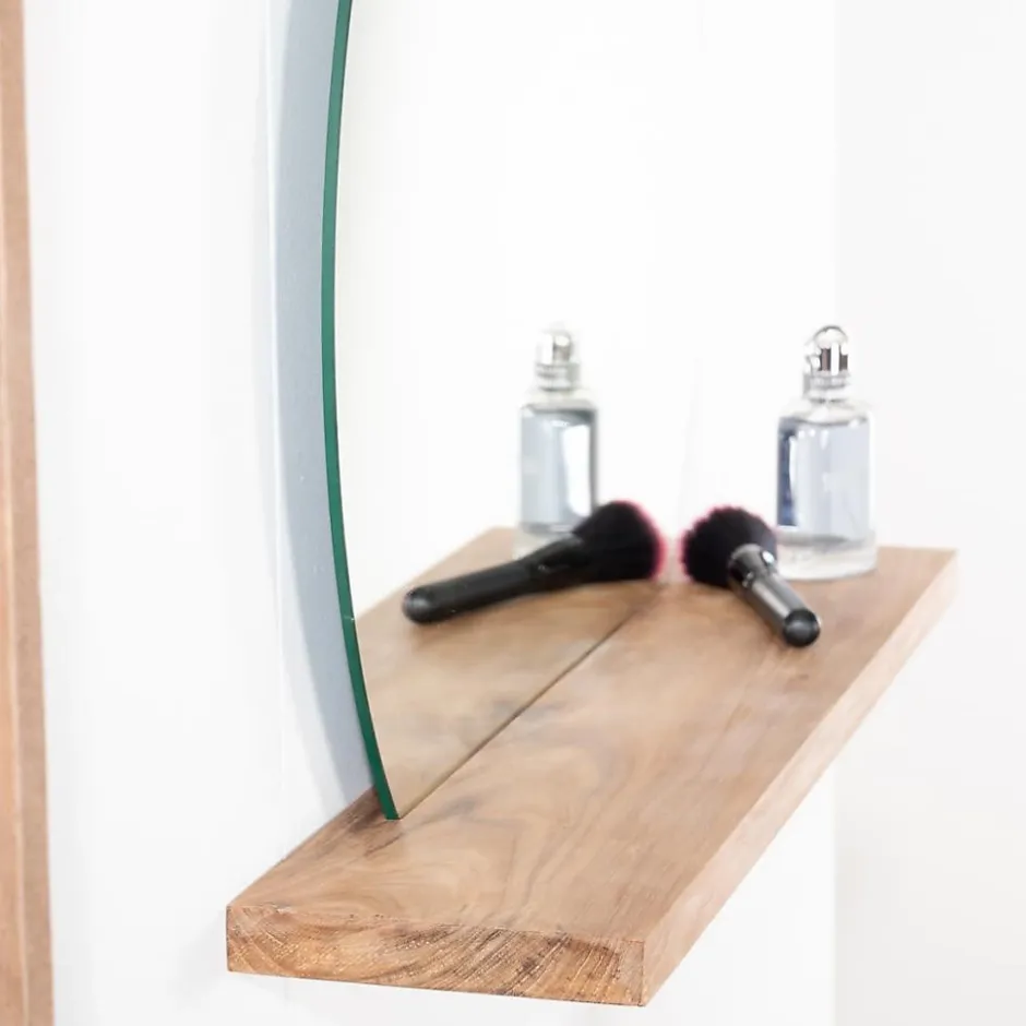 Wanda Collection Miroir Bologne de salle de bain rond en teck massif* Miroir Simple